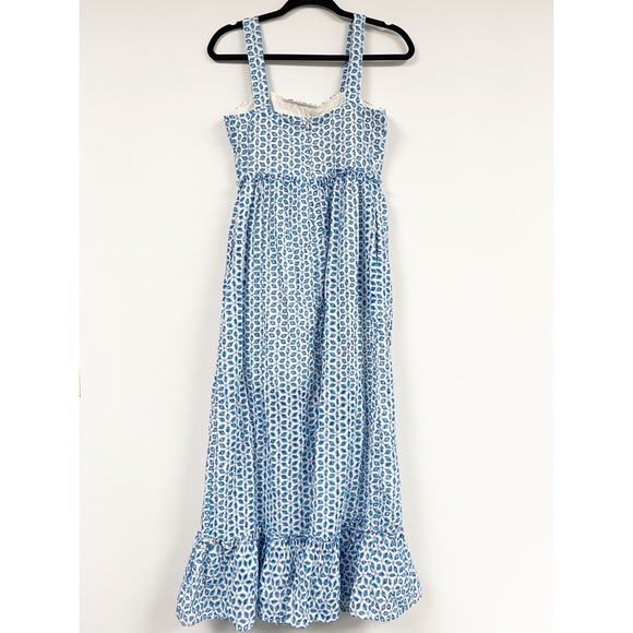 Blue and White Eyelet Tank MIDI Dress - Picture 9 of 10